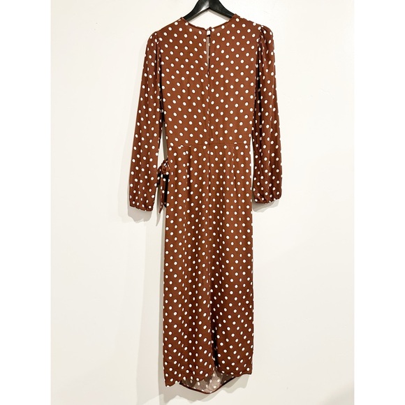 Reformation Reza Wrap Effect Polka Dot Crepe Midi Dress Size 10 - Picture 6 of 14